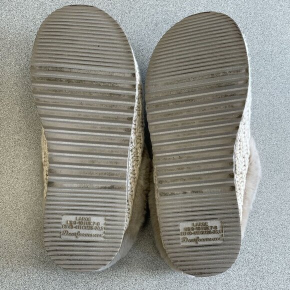 Dearfoams Women's US 9-10  Knit Clog Slippers Large Faux Fur Lined Beige - Picture 6 of 7